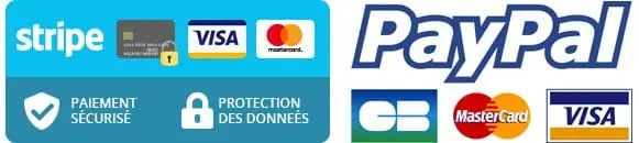 Paiement sécurisé Stripe, PayPal, Visa et Mastercard